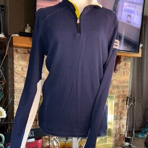 Ralph Lauren Women's Navy and White Long Sleeve Top